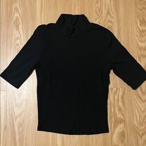 Zara Mock Neck Black Short Sleeve Women's Top, size S